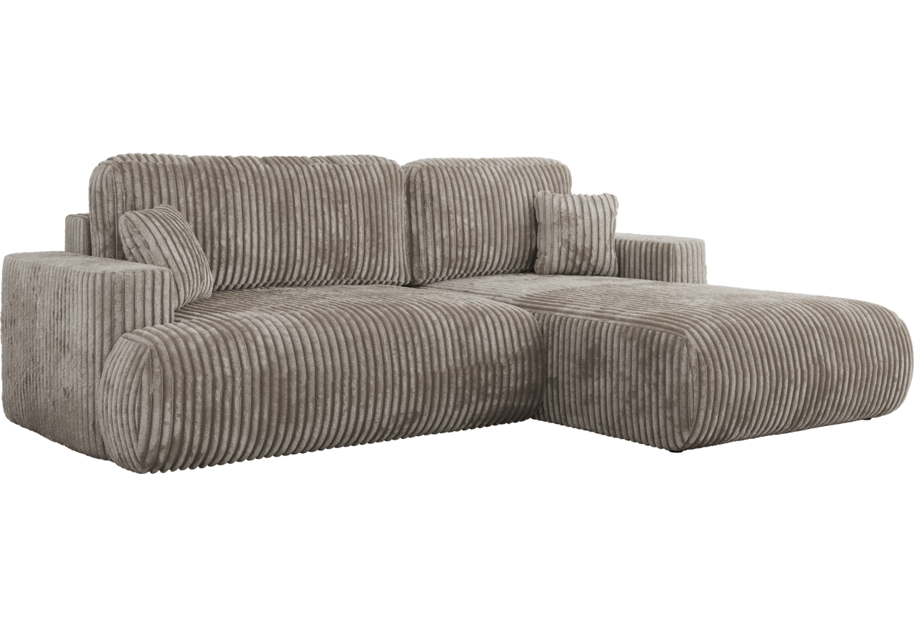 Narożnik - OVO L - strona prawa - jasnobrązowy, sztruks