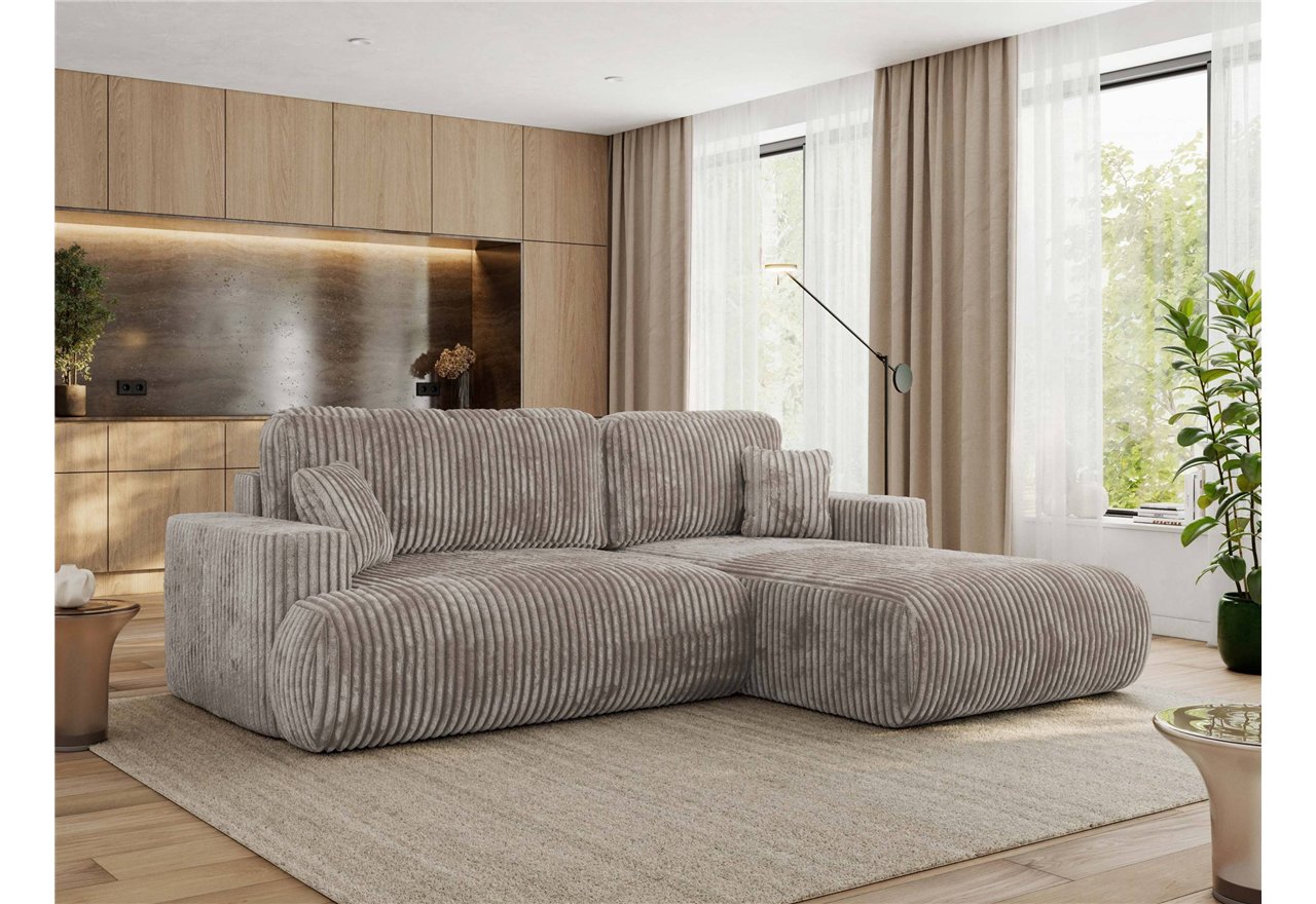 Narożnik - OVO L - strona prawa - jasnobrązowy, sztruks