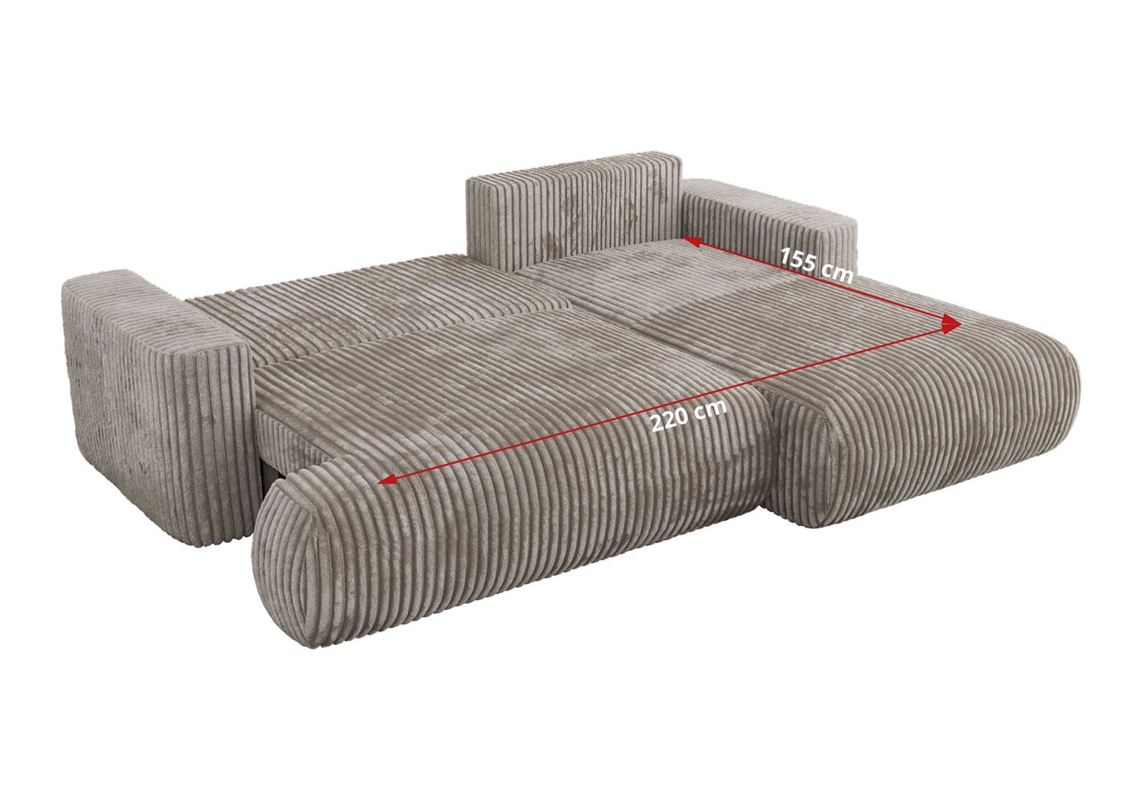 Narożnik - OVO L - strona prawa - jasnobrązowy, sztruks