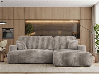 Narożnik - OVO L - strona prawa - jasnobrązowy, sztruks