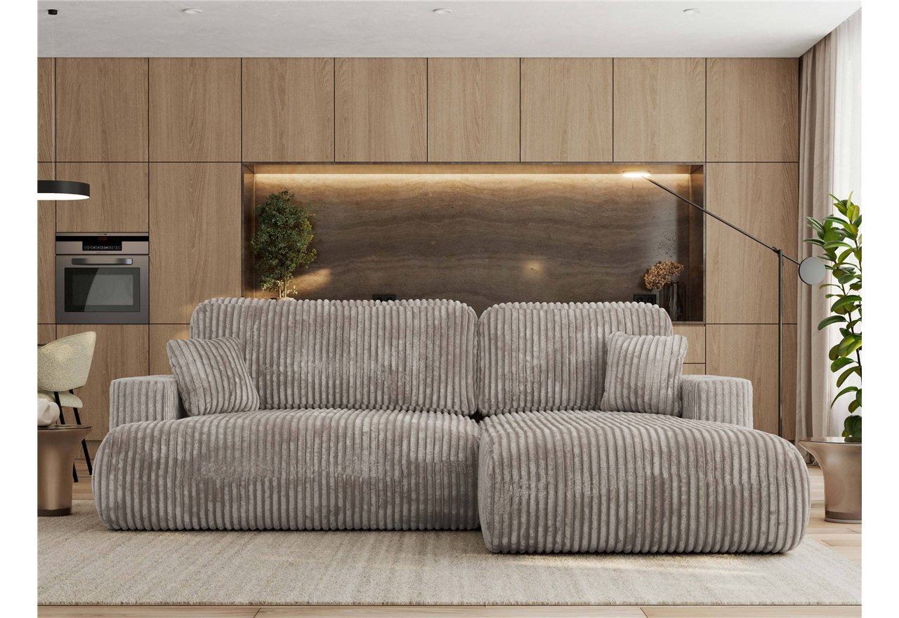 Narożnik - OVO L - strona prawa - jasnobrązowy, sztruks