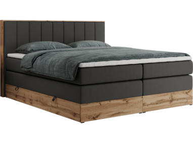 Łóżko kontynentalne BELLISSIMO KING 140x200 - Soft 20 - grafitowa ekoskóra - OUTLET