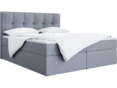 Wysokie i modne łóżko kontynentalne z możliwością wyboru tkaniny i materaca - ALVIN / Casablanca 20573
