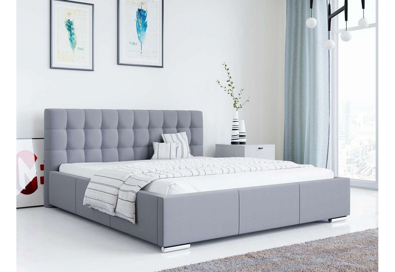 Modne i funkcjonalne łóżko tapicerowane z pikowanym wezgłowiem i opcją wyboru tkaniny - OTOLIA / Casablanca 2314