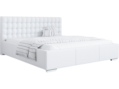 Łóżko tapicerowane z wysokim pikowanym wezgłowiem i opcją wyboru materaca - AGNES / Madryt 920