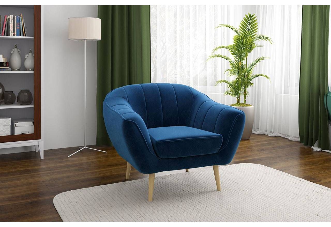 Wygodny fotel tapicerowany w skandynawskim stylu do salonu z możliwością wyboru tkaniny - ELI / Monolith 25099