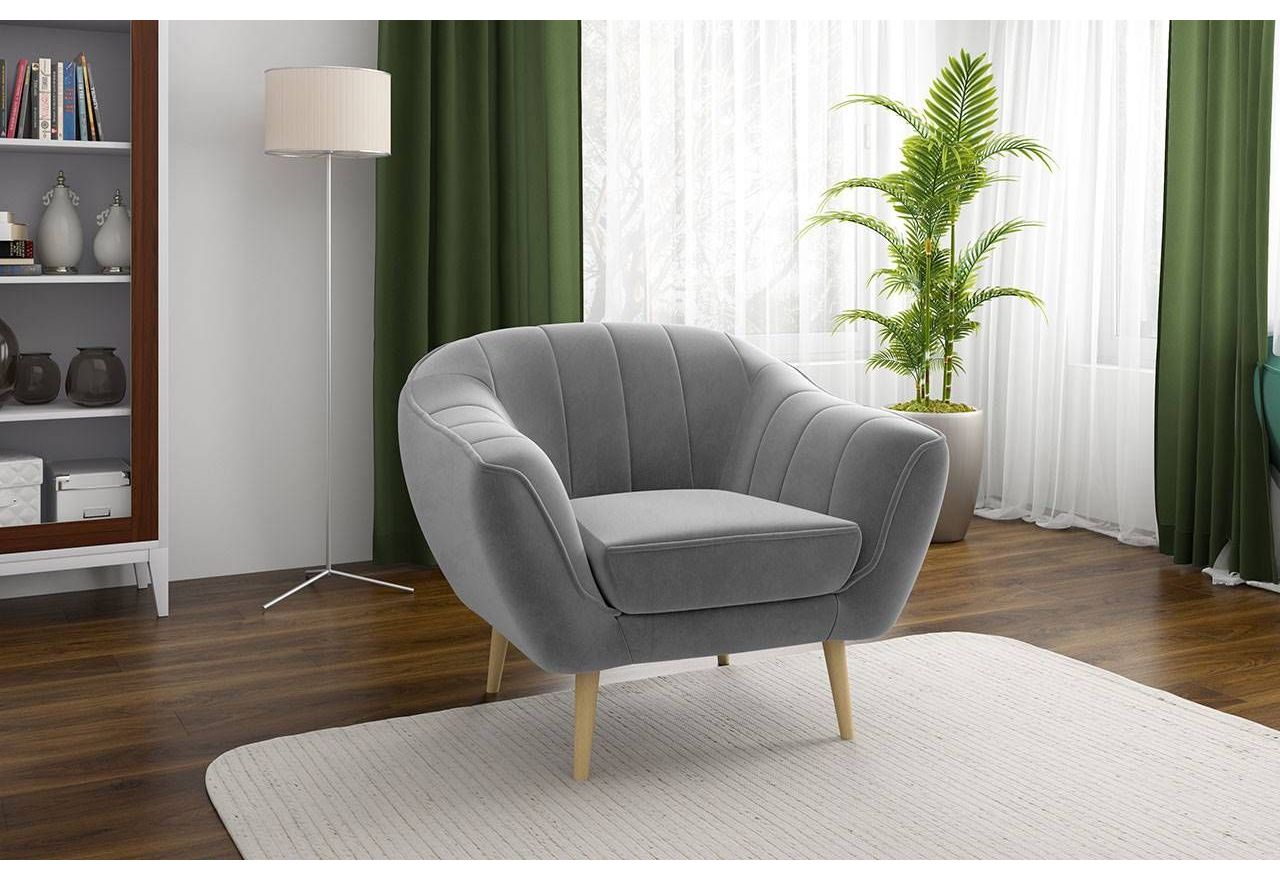 Skandynawski fotel tapicerowany z możliwością wyboru tkaniny - ELI / Monolith 25100