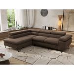 Narożnik PABLO L - strona lewa - brązowy, welwet