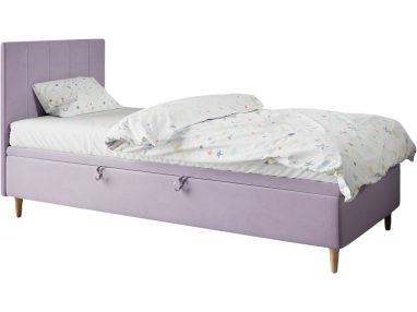 Łóżko pojedyncze kontynentalne z pojemnikiem na pościel do pokoju dziecięcego - STAŚ 1 Magic Velvet 2249
