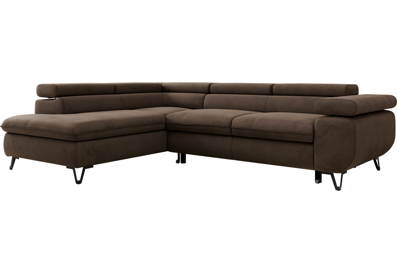 Narożnik PABLO L - strona lewa - brązowy, welwet