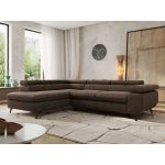 Narożnik PABLO L - strona lewa - brązowy, welwet