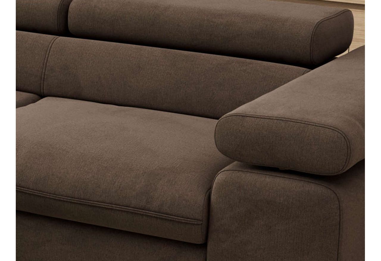 Narożnik PABLO L - strona lewa - brązowy, welwet