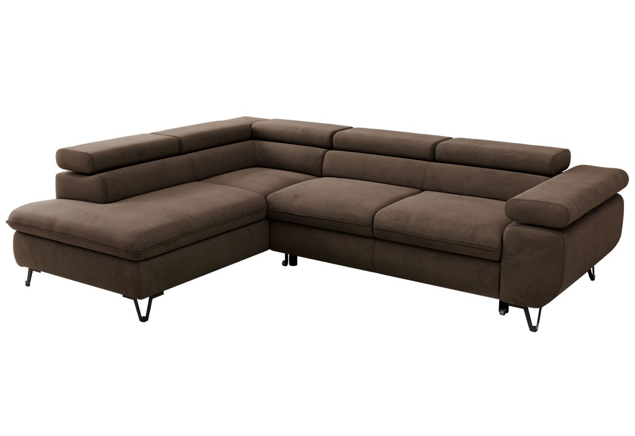 Narożnik PABLO L - strona lewa - brązowy, welwet