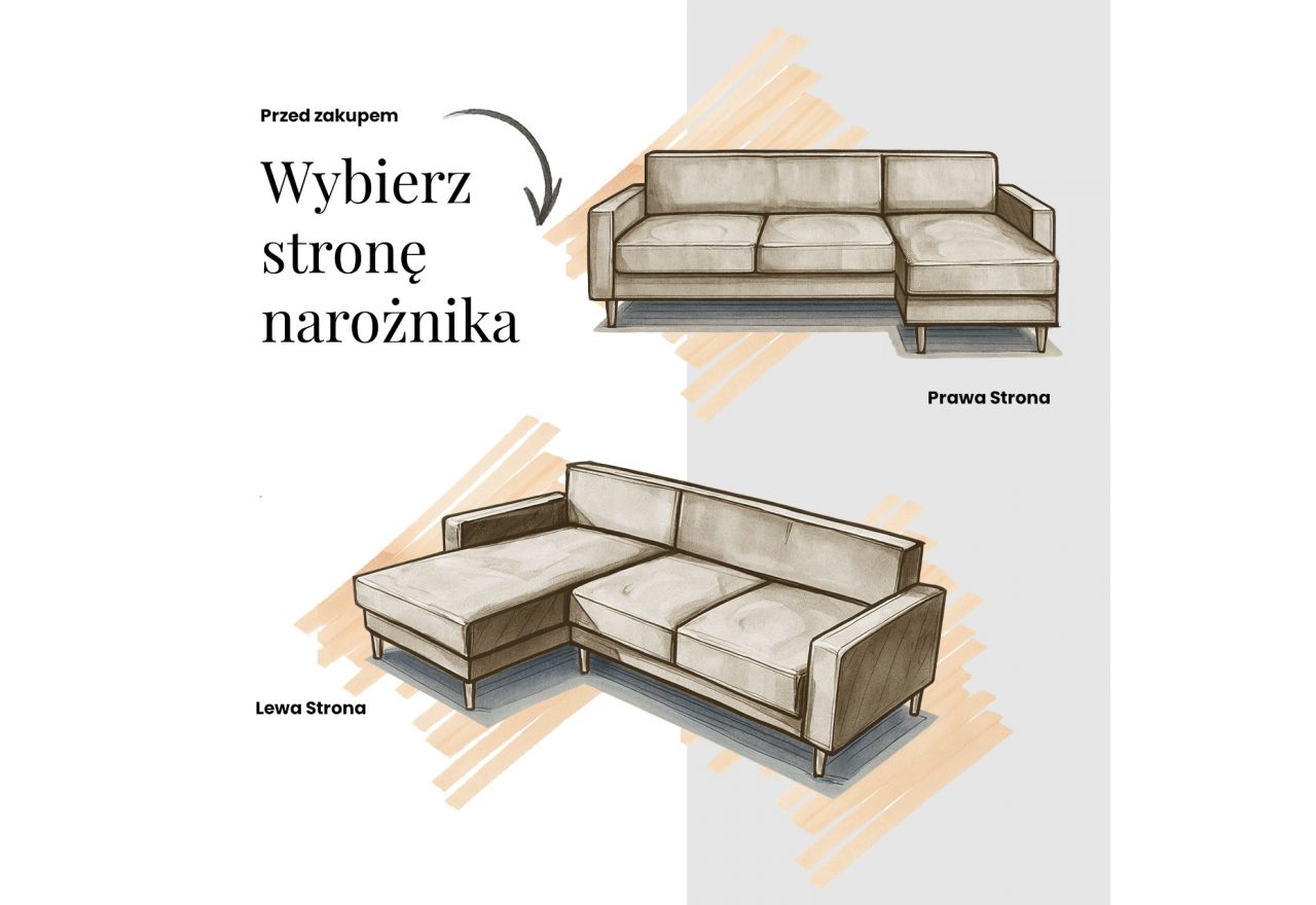 Narożnik PABLO L - strona lewa - brązowy, welwet