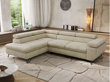 Narożnik PABLO L - strona lewa - beżowy, welwet