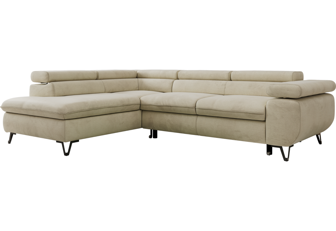 Narożnik PABLO L - strona lewa - beżowy, welwet