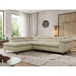 Narożnik PABLO L - strona lewa - beżowy, welwet