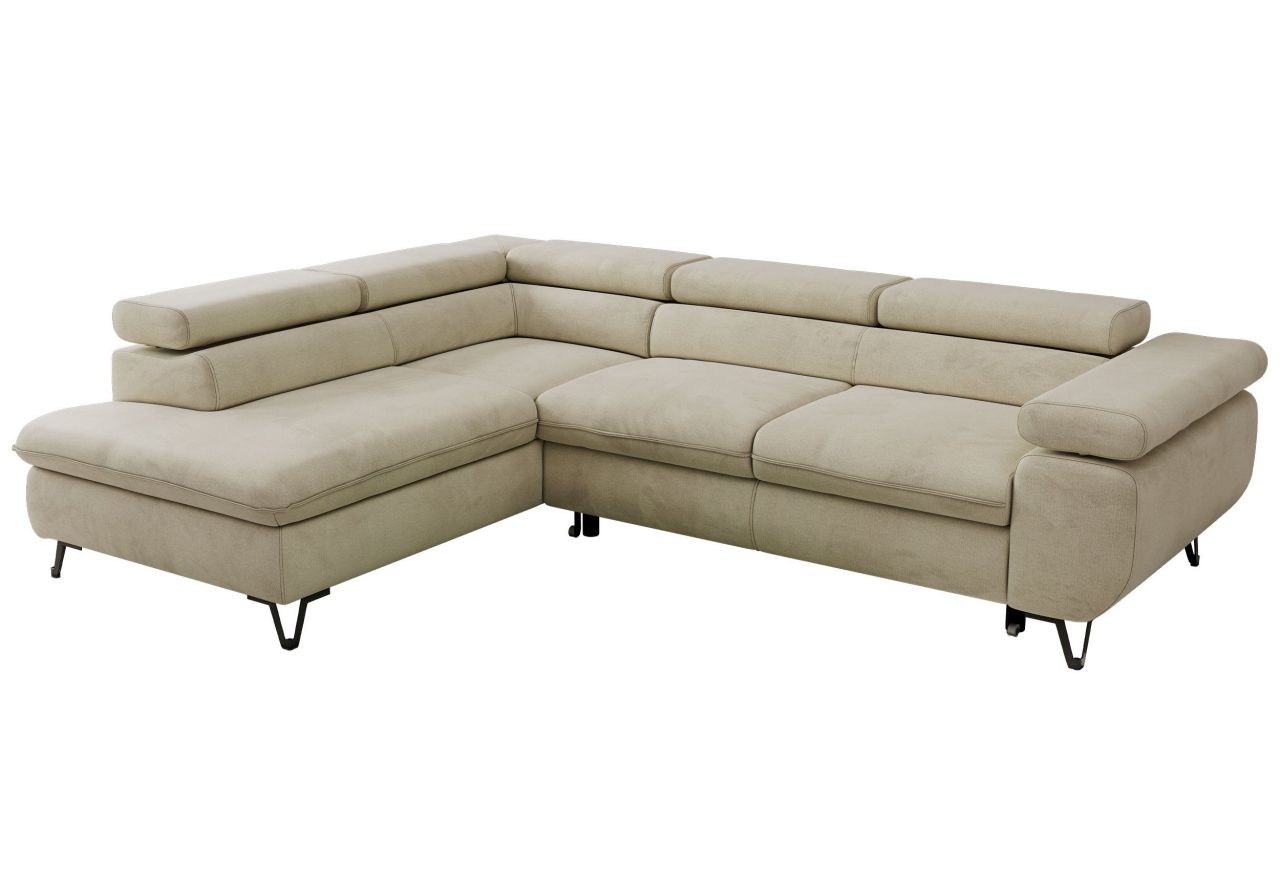 Narożnik PABLO L - strona lewa - beżowy, welwet