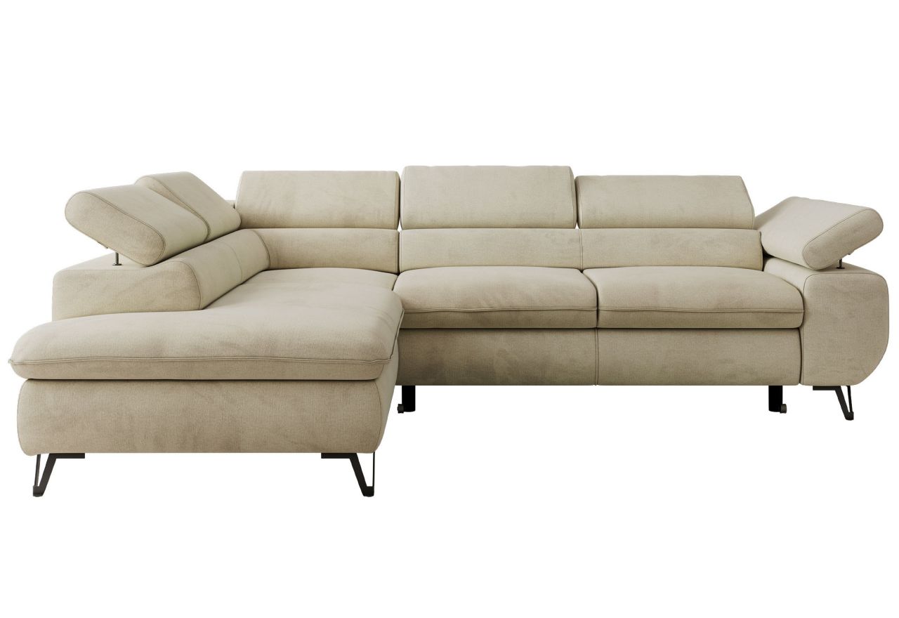 Narożnik PABLO L - strona lewa - beżowy, welwet