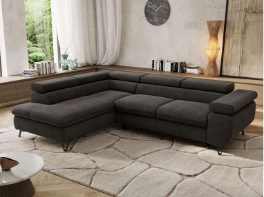 Narożnik PABLO L - strona lewa - ciemnoszary, welwet