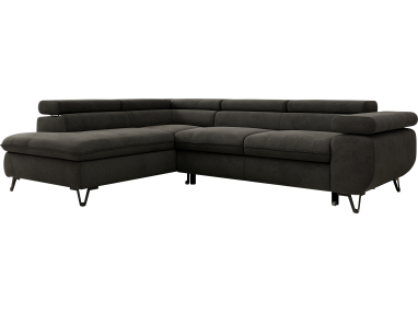 Narożnik PABLO L - strona lewa - ciemnoszary, welwet