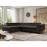 Narożnik PABLO L - strona lewa - ciemnoszary, welwet