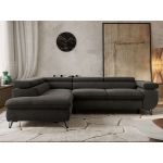 Narożnik PABLO L - strona lewa - ciemnoszary, welwet