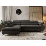 Narożnik PABLO L - strona lewa - ciemnoszary, welwet