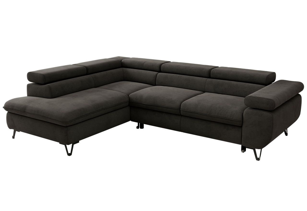 Narożnik PABLO L - strona lewa - ciemnoszary, welwet