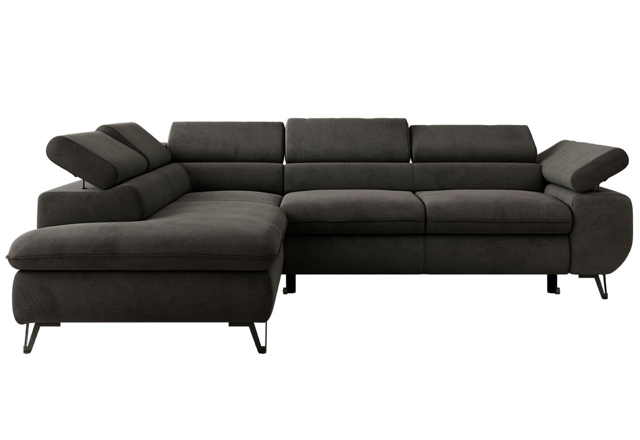 Narożnik PABLO L - strona lewa - ciemnoszary, welwet