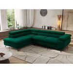 Narożnik PABLO L - strona lewa - ciemnozielony, welwet