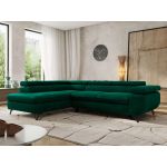 Narożnik PABLO L - strona lewa - ciemnozielony, welwet