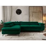 Narożnik PABLO L - strona lewa - ciemnozielony, welwet