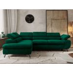 Narożnik PABLO L - strona lewa - ciemnozielony, welwet