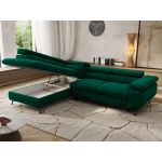 Narożnik PABLO L - strona lewa - ciemnozielony, welwet