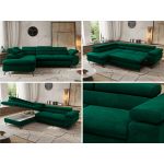 Narożnik PABLO L - strona lewa - ciemnozielony, welwet