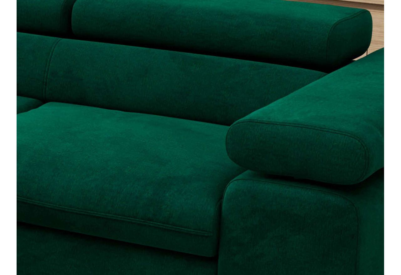 Narożnik PABLO L - strona lewa - ciemnozielony, welwet