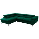 Narożnik PABLO L - strona lewa - ciemnozielony, welwet