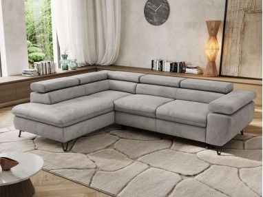 Narożnik PABLO L - strona lewa - jasnoszary, welwet