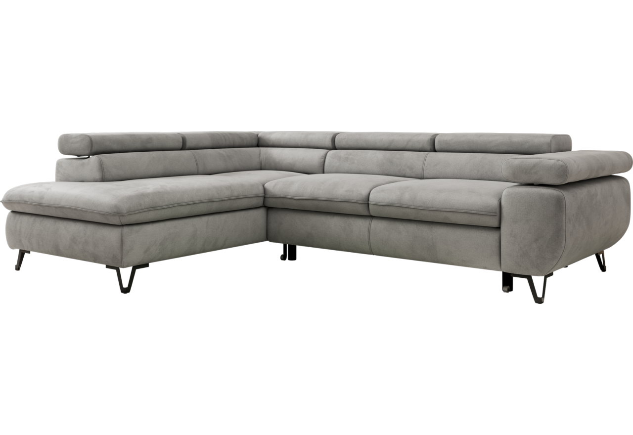 Narożnik PABLO L - strona lewa - jasnoszary, welwet