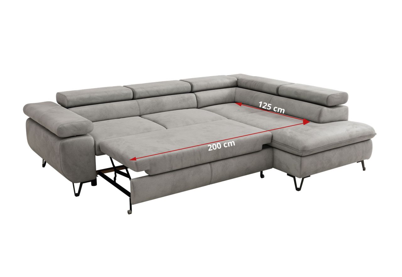 Narożnik PABLO L - strona lewa - jasnoszary, welwet