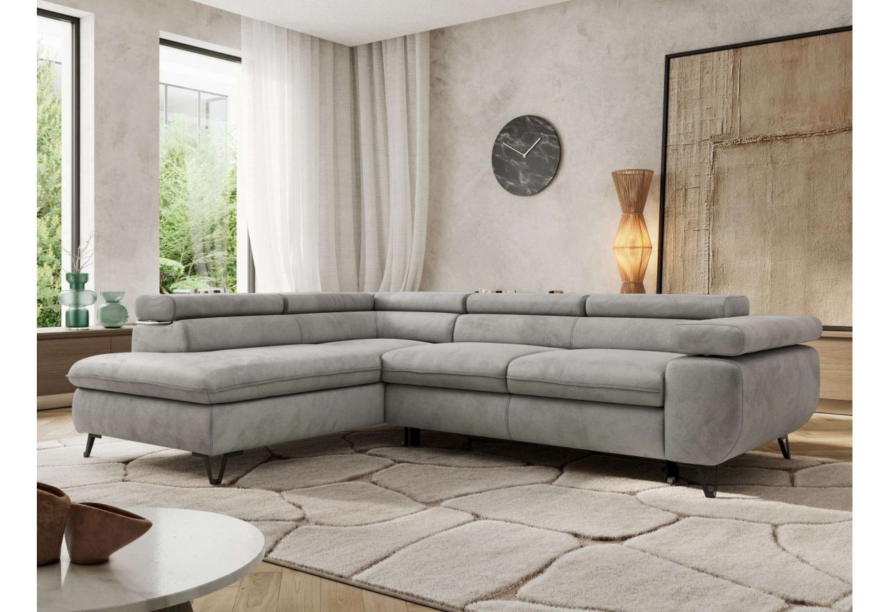 Narożnik PABLO L - strona lewa - jasnoszary, welwet