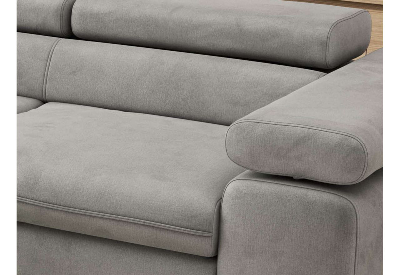 Narożnik PABLO L - strona lewa - jasnoszary, welwet