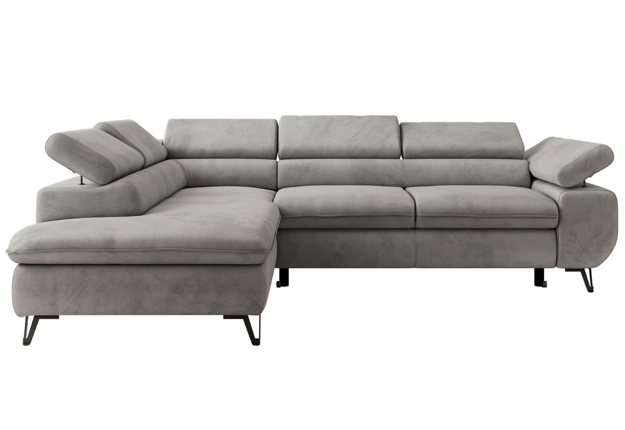 Narożnik PABLO L - strona lewa - jasnoszary, welwet