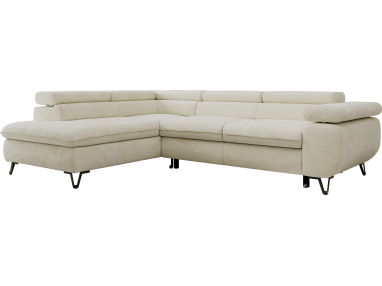 Narożnik PABLO L - strona lewa - kremowy, szenil gładki