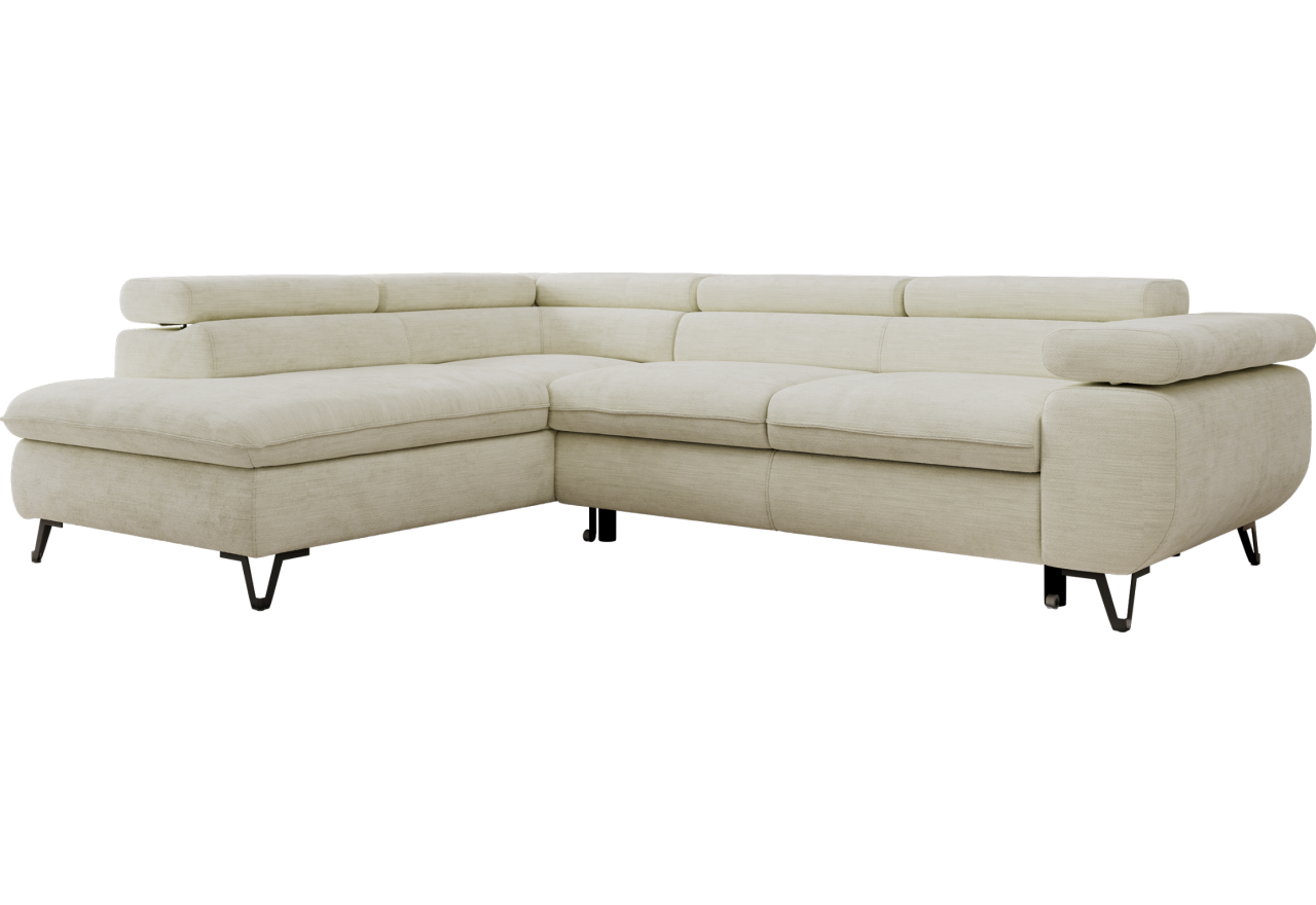 Narożnik PABLO L - strona lewa - kremowy, szenil gładki