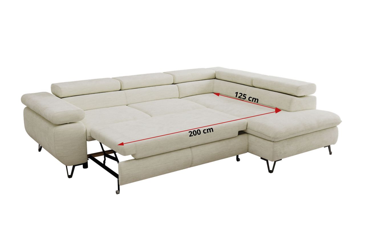 Narożnik PABLO L - strona lewa - kremowy, szenil gładki