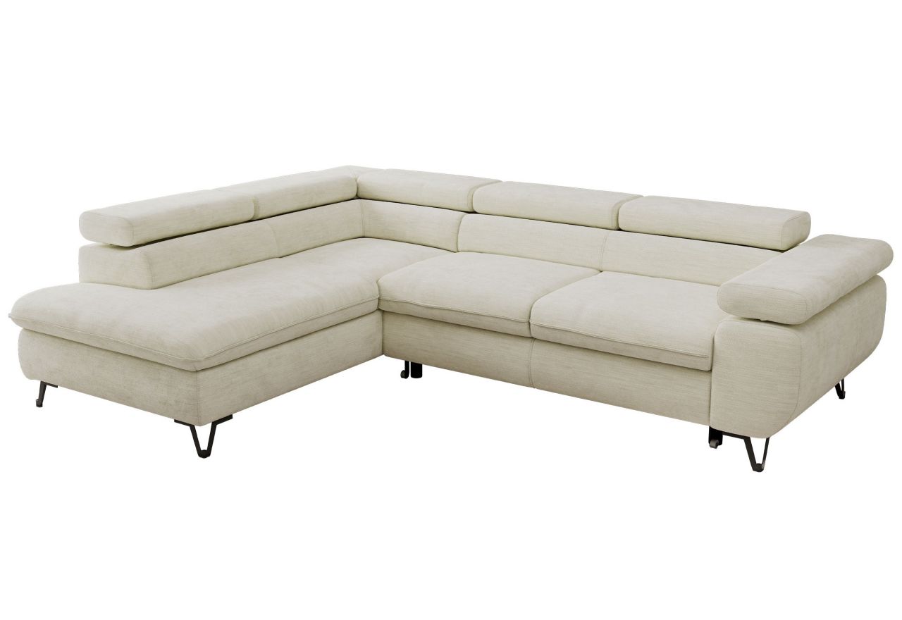 Narożnik PABLO L - strona lewa - kremowy, szenil gładki