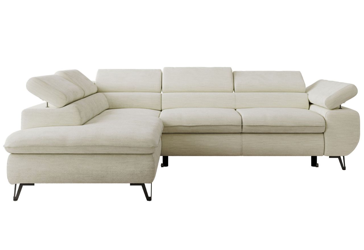 Narożnik PABLO L - strona lewa - kremowy, szenil gładki