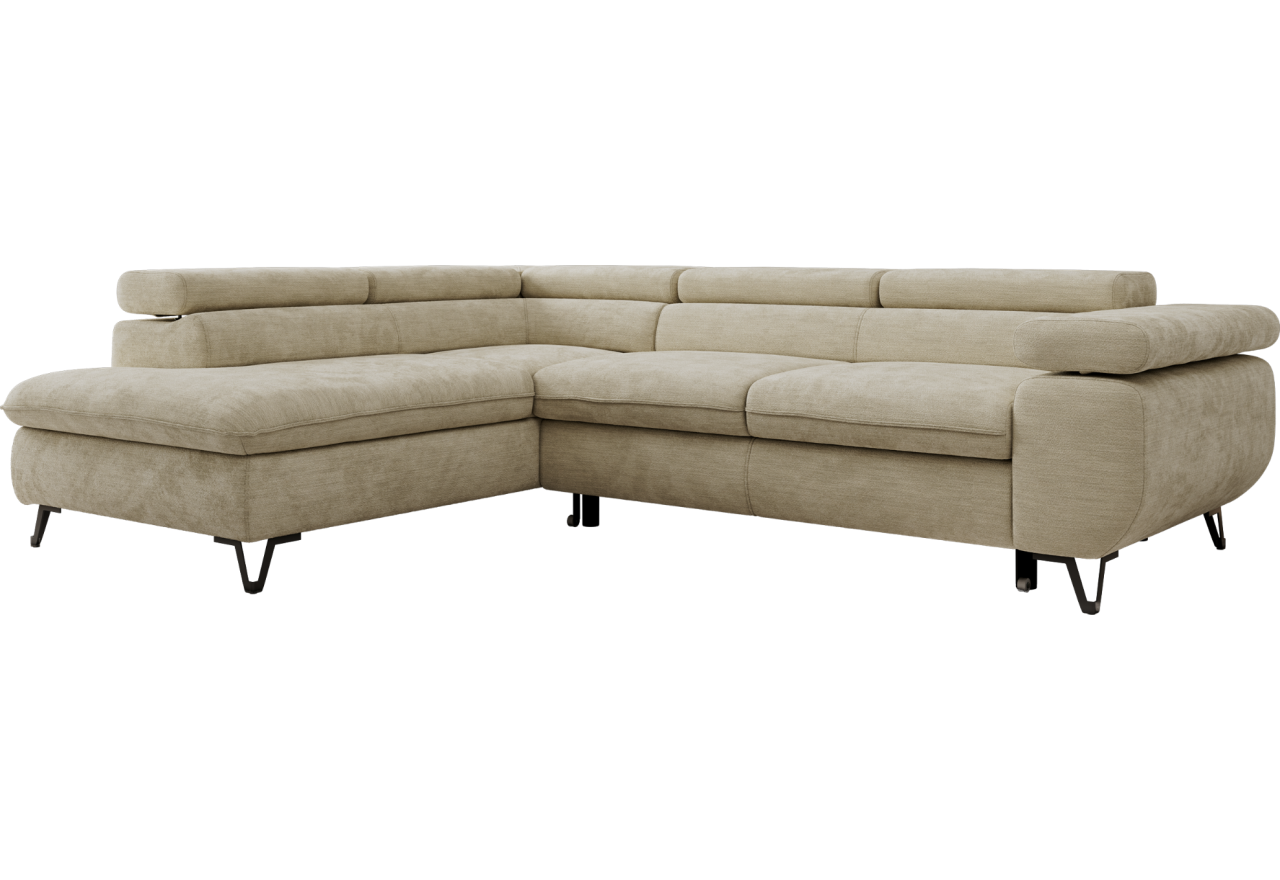 Narożnik PABLO L - strona lewa - beżowy, szenil gładki